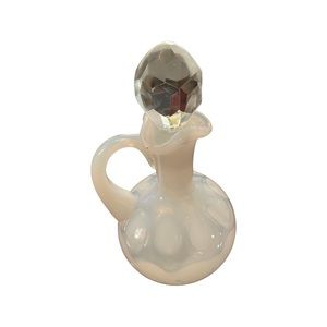 Vintage Opalescent Coin Dot Cruet With Heavy Prism Stopper Possibly Fenton?